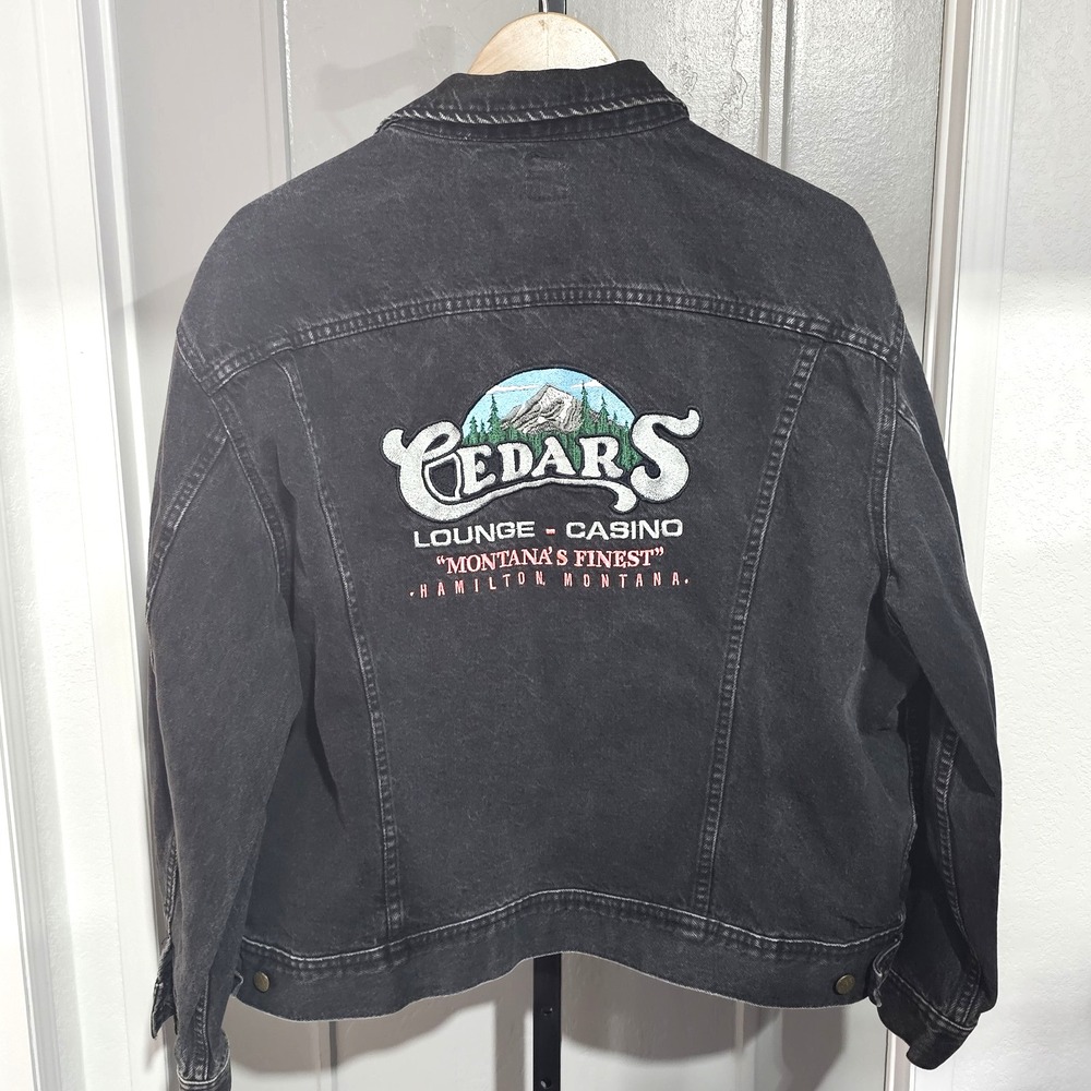 Vintage Lee XXL Denim Jacket Cedars Lounge Casino Montana USA